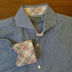 Thomas Dean checked flip cuff shirt long sleeve